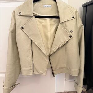 Women's Cream Leather Jacket
